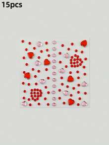 20pcs/15pcs/10pcs/5pcs/3pcs/2pcs/1pc Red Heart & Star Face Rhinestone Stickers, Self-Adhesive Face & Body Rhinestones, Red & Pink Heart Makeup Glitter, Suitable For EDM Music Festival, Halloween Costume Makeup - Multicolor - View 16