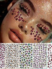 2/1pc Realistic Leopard Print Temporary Tattoo Stickers, Waterproof & Long-Lasting, Sexy Body Art For Party And Stage Performance - Multicolor - View 4
