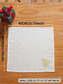 1pc/2pcs/4pcs 100% Polyester Golden Christmas Tree Embroidered Cloth Napkin, White Square Table Napkin For Christmas Dinner Party Home Table Decor - Multicolor - View 13