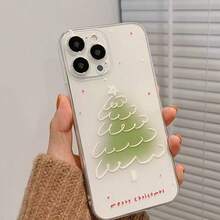 Casing Ponsel Pohon Natal Gradien Kompatibel dengan iPhone 17 Pro Max, 14, XR, 11, 15, 16, Casing Lembut Transparan untuk Wanita - Putih - View 1