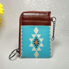 Mini Retro Geometric Pattern Short Wallet, Clutch Bohemian Style Coin Purse, Women's Credit Card Case - Multicolor - View 10