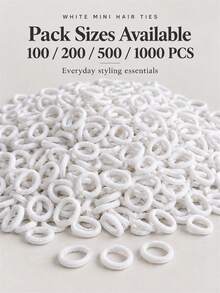 100/200/500/1000pcs Women's White Hair Ties, High Elasticity Hair Bands, Sweet And Cute Style, Small Size Hair Ties, Hair Accessories, Vacation Accessories, Suitable For Various Hairstyles, Women's Hair Accessories. Daily Casual And Going Out Outfits, Hair Accessories, Suitable For All Seasons. - White - View 13