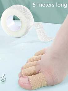 2 Rolls Non-Woven Self-Adhesive Bandage, Toe Protection, Finger Wrapping, Breathable Anti-Slip Sweat-Absorbent, Outdoor Essential - Khaki + Off-white - View 2