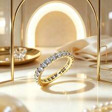 Wish New Starry Sky Women's Ring, Full Circle Pave Simulated Zirconia Band, Luxury Fashion Stackable Ring - Multicolor - View 13
