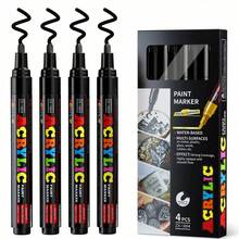 Flysea Classic Push-Button POSCCA Marker, New ZX-1804 Color Series Solid Color 4pcs/Box, Suitable For Holiday/Christmas/New Year Marking, Applicable To Most Surfaces, Acrylic Marker 12/24 Colors, Vibrant Colors And Smooth Writing, Excellent Performance, Cost-Effective, High-Performance Back To School Marker - Sets - View 3
