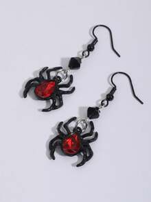 Halloween Vintage Gothic Dark Style Rhinestone Spider Earrings For Women - Black - View 3