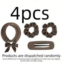 4pcs Heatless Hair Curlers, Wear To Sleep Without Heating, Super Soft Ribbon Wrap For Long Hair, Hair Ties And Clips, Randomly Shipped, Suitable For All Hair Types, Overnight Use - Brown - View 12