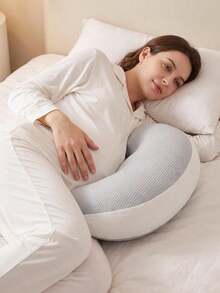 New Patchwork Maternity Pillow, Side Sleeping Pillow For Pregnant Women, Waist Support Pillow, Body Pillow, Sleeping Pillow - Grey - View 2