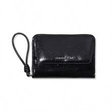 Cartera con cremallera plateada, bolso de mano con múltiples compartimentos, ventana para foto y bolsillo para monedas - Multicolor - Ver 14