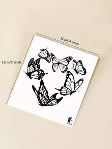 1pc Black INS Style Butterfly & Heart Pattern Temporary Tattoo Sticker, Waterproof Body Skin Tattoo For Party, Holiday, Music Festival, Arm, Shoulder, Neck, Collarbone, Back - Black - View 8