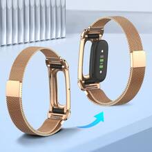 Milanese Loop Metal Mesh Watch Band Compatible With Google , With Metal Protective Frame; Magnetic Stainless Steel Mesh Design, Breathable And Adjustable; Combines Luxury Texture And Sweat-Resistant Function, Fashionable And Durable, Suitable For Daily Wear. - Rose Gold - View 8
