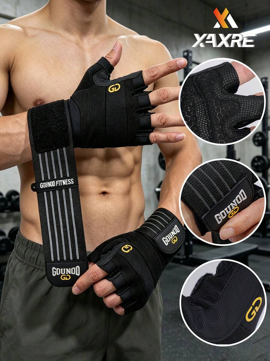 XAXRE Weightlifting Gloves, Reinforced Thumb Crotch Non Slip Gym Gloves, Adjustable Hook-And-Loop, Gloves For Weight Lifting Training Fitness Sports - Multiple Styles - View 1