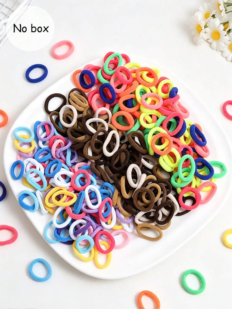 150/300pcs Women's Fashion Colorful Elastic Hair Ties Hair Scrunchies Set Hair Accessories (Random Color, OPP Packaging) - Multicolor - View 1