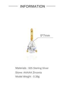 AnlaScheer 1PC Gold Tone S925 Sterling Silver Geometric Cubic Zirconia Pendant, Multiple Styles, Large Stone Charm For Women, Daily Party Birthday Gift, No Chain - Gold - View 11