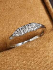 rakol 1pc Fashionable Cubic Zirconia Simple Thin Ring For Women - Gold - View 3