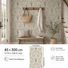 SUPSTICKER Vintage Botanical Bird Peel & Stick Wallpaper, Removable PVC Wall Decor For Bedroom, Living Room & Reading Corner - Flowers - View 14
