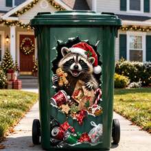 Funny Wall-Breaking Raccoon Trash Can Sticker 3D Cartoon Junk Food Trash Can Vinyl Decal Removable Waterproof Outdoor Yard Garden Home Decor Sticker 37x80cm - Raccoon Bucket Sticker - View 21