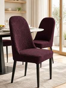 1/2/4pcs Jacquard Solid Color Chair Covers, Modern Minimalist Jacquard Velvet Stretch Full Cover Elastic Suitable For All Seasons - Coffee Brown - View 2