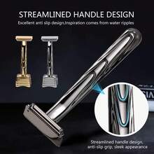 Men's Razor Kit With 150 Edge Blades, Classic Reusable Metal Shaver For Smooth Close Shaving, Beard And Face Grooming Gift Set For Men - Multi-color - View 8