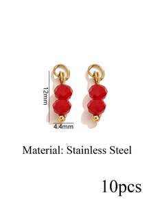 10-Piece Set Of Stainless Steel Colorful Round Bead Pendants With Open Rings-Necklace And Earring DIY Craft Jewelry Supplies - Round - View 16