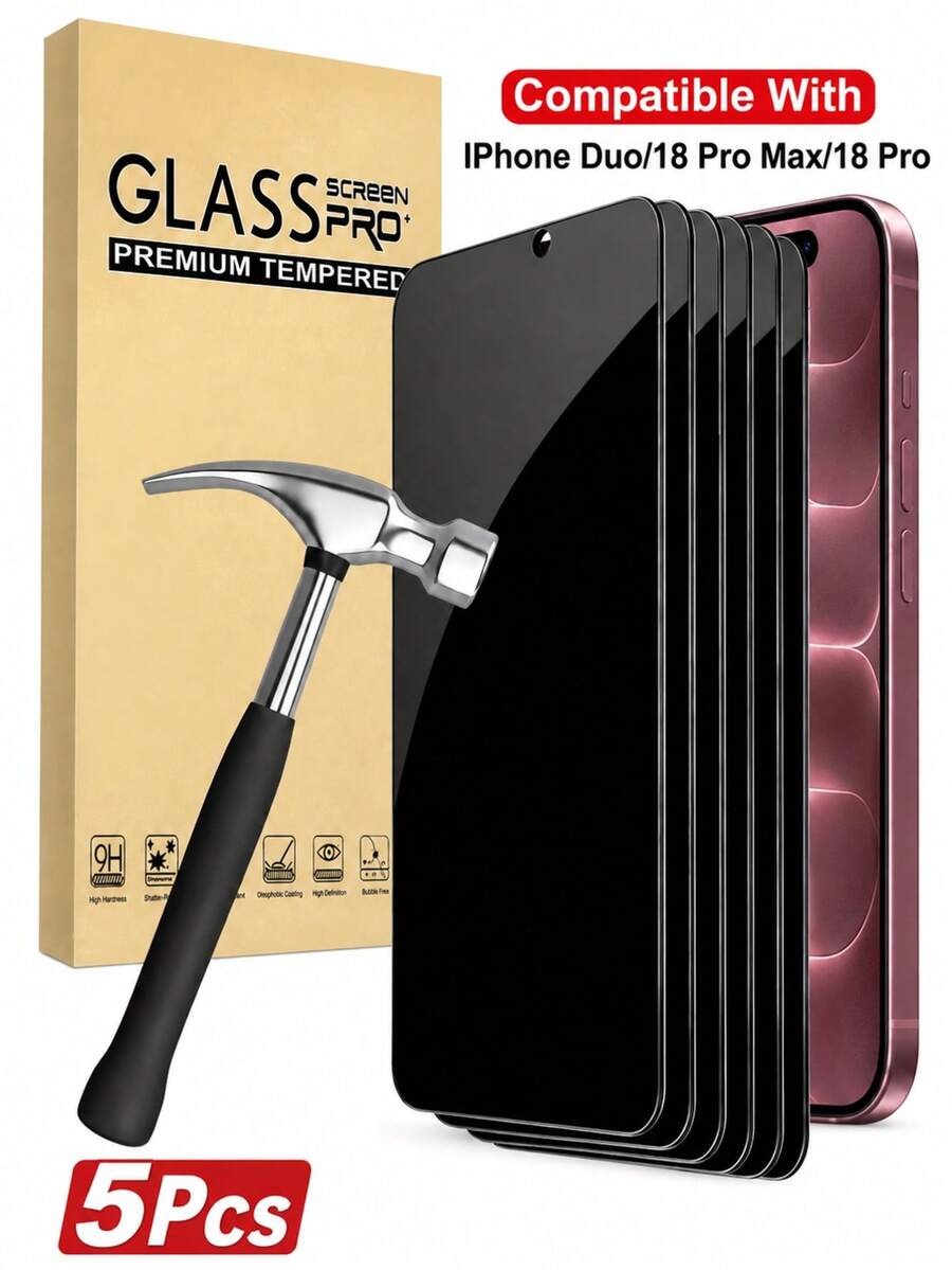 13 Privacy Tempered Glass Screen Protector, Full Coverage Privacy Glass, 9H Hardness, Anti-Fingerprint, Scratch Resistant, Shockproof, Compatible With Phone Cases, Suitable For IPhone 18/17/16/15/14/13/12/11/X Series