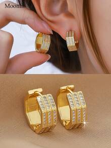 1 Pair Vintage Fashion Women's Gold Earrings, Suitable For Daily Wear, Dating, Holiday, Party And Gathering - Earrings - View 1