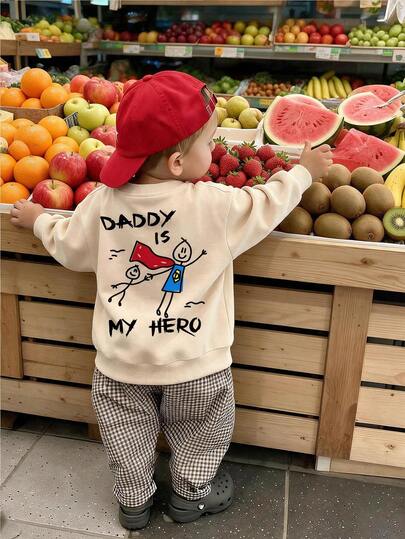 Minimalistische speelse baby pullover met lange mouwen, herfst/winter dagelijkse veelzijdige casual sweatshirt voor uitstapjes, baby jongen