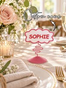 1/3/5/10pcs Customized 3D Printed Desktop Party Place Cards / Name Plates, Personalized Party Table Decor Place Cards With Wave/Cloud Border, Self-Standing Desktop Display, Suitable For Birthday Celebrations, Party Gifts And Banquet Events, Customizable Table Seat Markers, Exquisite Photography Props For Party Scene Decoration And Table Setting - Multicolor - View 1