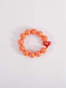 1pc European & American Bohemian Geometric Iridescent Bead Heart Elastic Bracelet For Women, Holiday Gift, Daily Wear - Handmade Iridescent Elastic String Bracelet - View 13