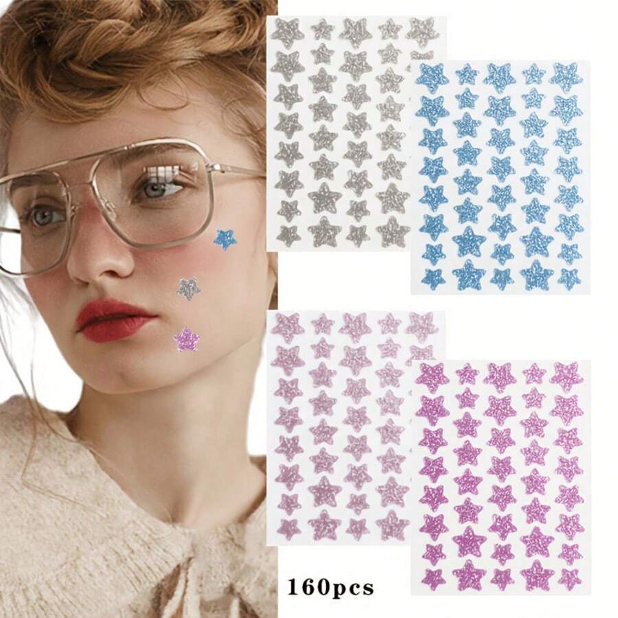 160pcs Colorful Fine Glitter Star Patch - Multicolor - View 1