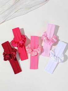 10/4/2pcs Girls Children Pink Solid Color Minimalist High Elasticity Sports Headband Sweat-Absorbing Breathable Baby Headband Fabric Scrunchie Non-Damaging Hair Daily Use - Multicolor - View 4