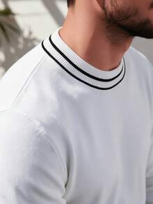 Sweater Rajut Lengan Panjang Leher Bulat Gaya Minimalis untuk Pria - Putih - View 4