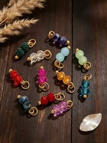 10-Piece Set Of Stainless Steel Colorful Round Bead Pendants With Open Rings-Necklace And Earring DIY Craft Jewelry Supplies - Round - View 5