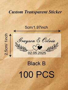 50/100pcs Custom Gold Foil Stickers, Personalized Foil Wedding Labels, Bubble Wand Stickers, Clear Labels, Personalized Rectangular Wedding Party Text Bubbles Stickers, Transparent Custom Logo Labels, Names, Adhesive, For Birthday, Bridal Shower - Transparent - View 16
