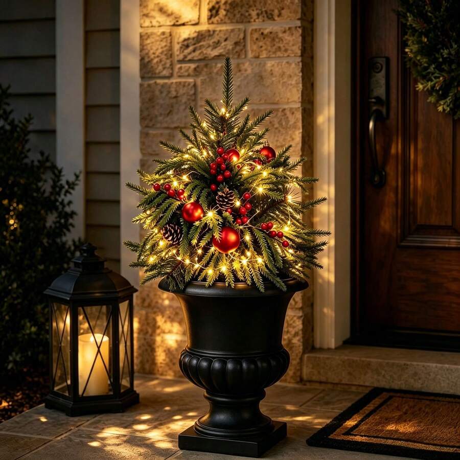 Artificial Potted Plants - Red - View 1