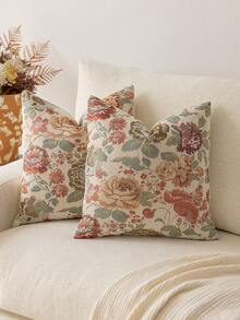1pc Modern Pastoral Country Style Minimalist Chenille Jacquard Thick Soft Washable Machine Washable Hidden Zipper Pillowcase Suitable For Sofa Bedroom Living Room Home Decor - American Farmhouse Floral - View 12