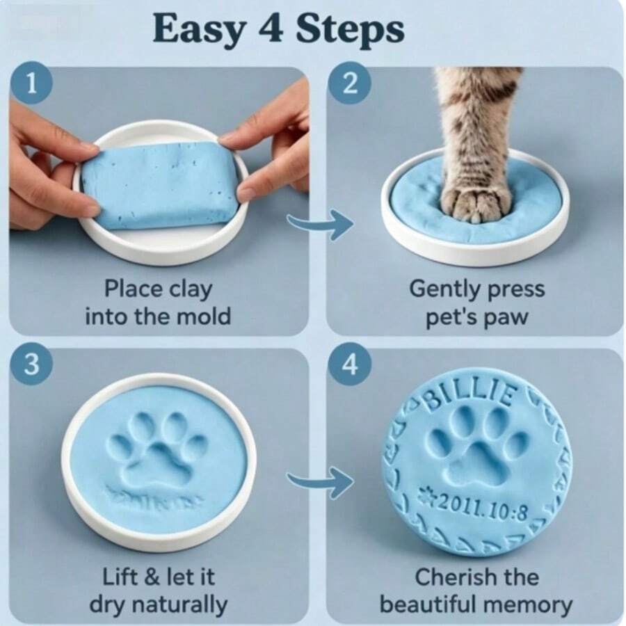 4pcs DIY Pet Paw Print Kit, Preserve Precious Paw Print Memories For Cats And Dogs - 4 Pieces - View 1