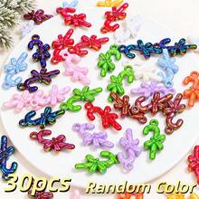 10/30pcs Christmas Candy Cane Acrylic Pendants, AB Color Charms With Bow & Hole, Colorful Holiday Loose Beads For DIY Jewelry Making & Crafts - Random Color - View 7