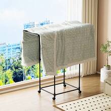 Multifunctional Rotating Floor Drying Rack, Thickened Steel Tube With Strong Load-Bearing, Tall Hanging Area For Long Dresses, Top Storage For Shoes, Space-Saving Vertical Coat Rack For Small Apartments - Multicolor - View 6