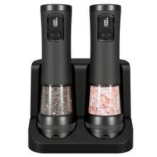 Electric Salt And Pepper Grinder Set, Rechargeable USB-C With Charging Base, External Adjustable Coarseness Dial, 100ml Large Capacity Container, LED Light For Precise Seasoning, One-Hand Operation, Ideal For Kitchen, BBQ, Parties, Restaurants - Black - View 9