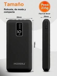 Moreka Power Bank Portable Battery Fast Charge 10000mah 4 Cables - Black - View 6