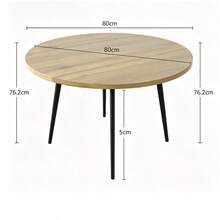 Mesa de Comedor Redonda Café 80x80x76.2 cm| Mesa Pequeña de 31.5 Pulgadas para 2 a 4 Personas| Mesa de Cocina con Patas de Metal Negro y Diseño Moderno para Cocina Departamento y Sala de Estar| Fácil de Armar - Marrón - Ver 3