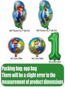 MASSDI Super Bros Kids Birthday Balloon Set Features Green Number 1-9Full Body Print Self-Sealing Foil Material Excellent For Children Themed Anniversary Receptions Gathering Decorations Complete Celebration Assortment Vibrant Visual Aesthetic - Balloon - View 3
