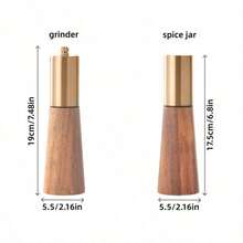 2 Sets Of Stainless Steel Manual Salt And Pepper Grinders With Wooden Base, Adjustable Ceramic Rotor, Suitable For Kitchen, BBQ, Picnic - Multicolor - View 9