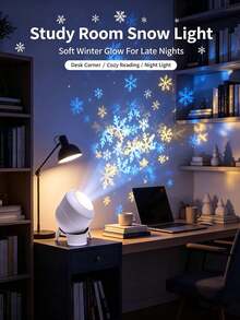 1pc LED Snowflake Projection Night Light, Dynamic Projection Lamp, USB Powered Adjustable Atmosphere Light, Suitable For Living Room And Game Room Decoration, Snowflake Theme Projection Lamp, Wall Rotating Decoration, 360° Rotating Dynamic Pattern Light Shadow Decoration, Lighting, Lamp, Bedroom Lighting, Birthday, Party, Photography Lighting, Bulb, Christmas, Snowflake, Light, Projector, Suitable For Ceiling, House, Room, College, Holiday, Living Room, Bedroom, Event - Dynamic Projector Light - View 10