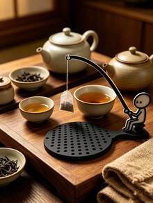 Fishing Man Tea Bag Holder, Creative Tea Bag Hanging Rack, Reusable Tea Bag Holder, Cup Rim Tea Bag Support, Tea Accessories, Suitable For Tea Lovers, Home Office Workers, Birthday Holiday Fun Gift, Tea Room Desktop Use, Tea Bag Storage Rack, Tea Bag Hook, Fun Tea Brewing Tool, Quirky Desktop Decor, Highly Attractive Afternoon Tea Atmosphere Item - Multicolor - View 5