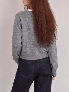 Women's Autumn/Winter Frill Trim 2 In 1 Cardigan Jacket - Grey - View 2