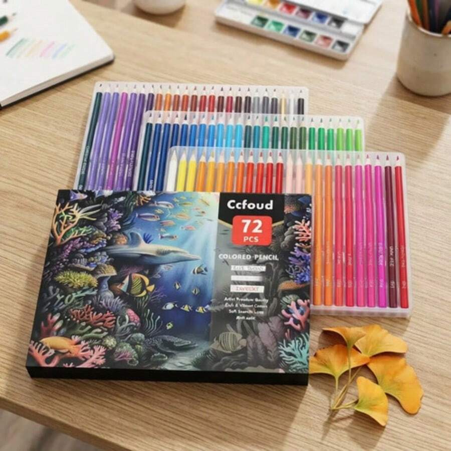 72 Colored Pencil Set- 3.3mm Rich Pigment Soft Core Wax-Based - Ideal For Coloring Drawing Sketching Shading Blending - Vibrant Color - 72-color Colored Pencils a - View 1