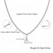 1 buah Kalung Rantai Liontin Huruf Awal Klasik Stainless Steel untuk Pria - Perak - View 2