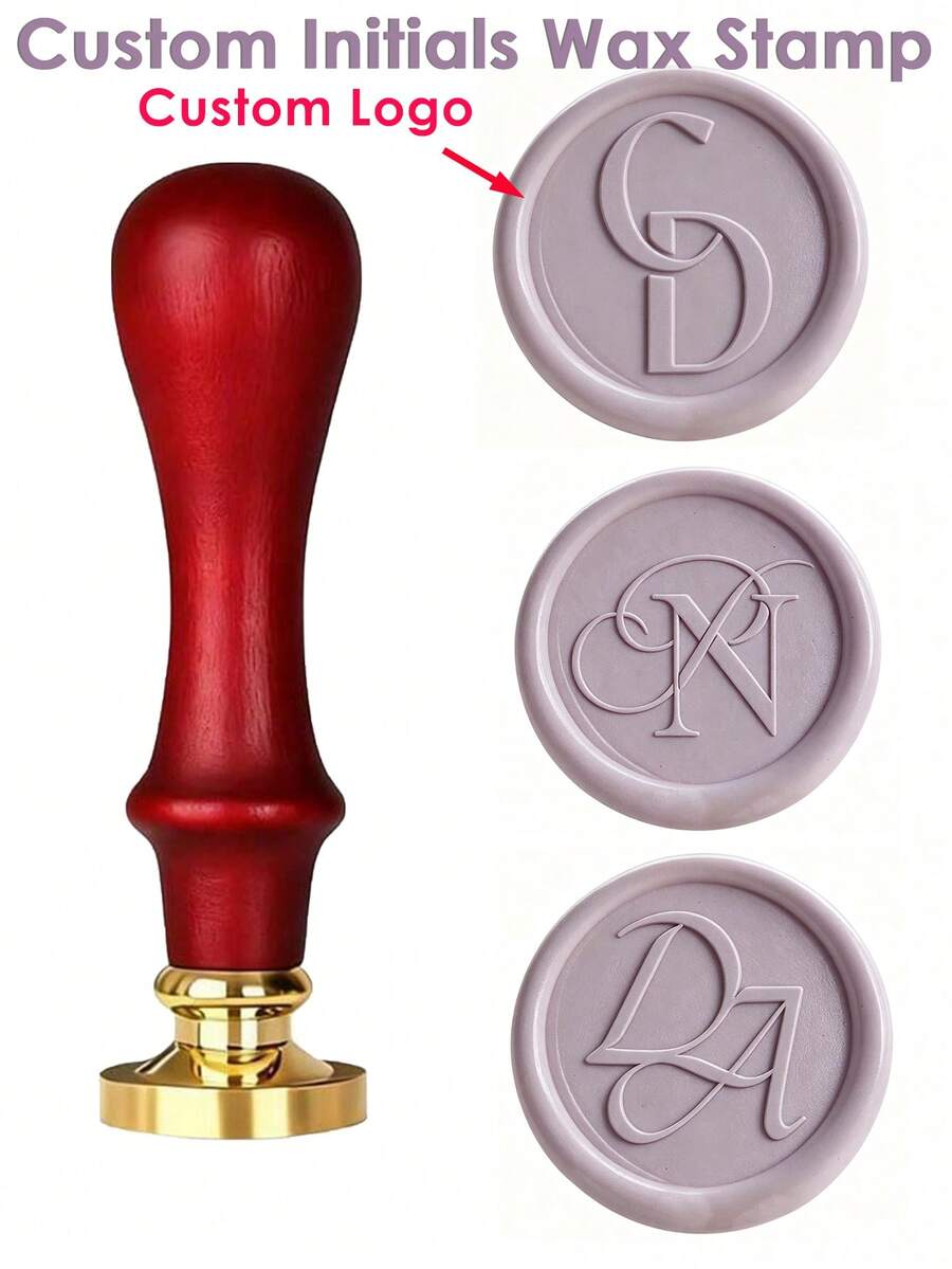 Custom Monogram Initial Wax Seal Stamp With Wooden Handle, Custom Wedding Wax Seal Stamp